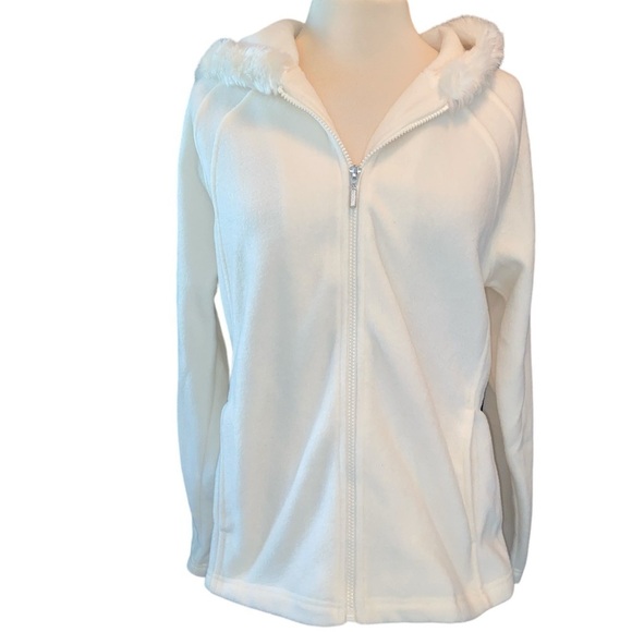 Kim Rogers jacket full zip front hooded w/faux fur edging pockets size large - Picture 1 of 9